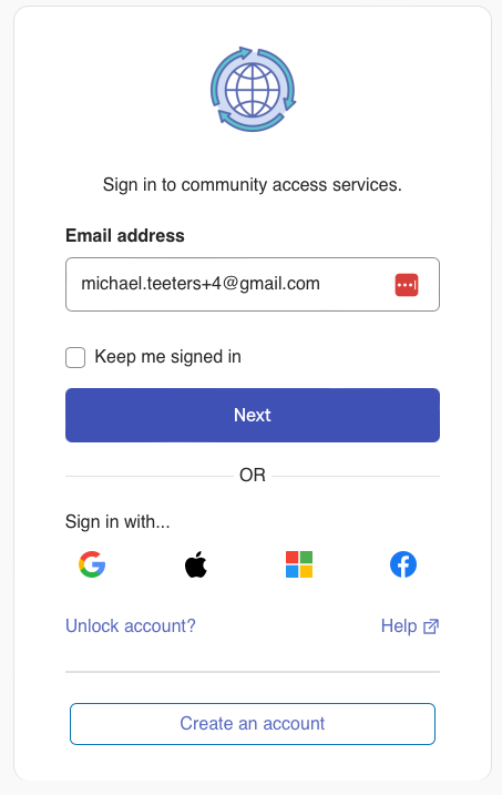 Step 1 of Creating a New Account