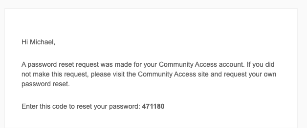 Step 4 of Resetting Your Community Access Password