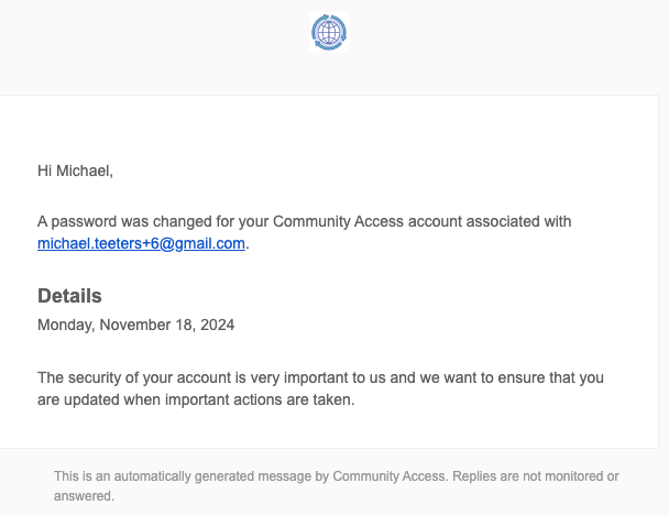 Step 6 of Resetting Your Community Access Password